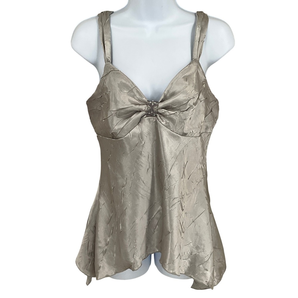 A. Byer Camisole Women L Silver Y2K‎ Crinkle Babydoll Fairy Ethereal Vintage